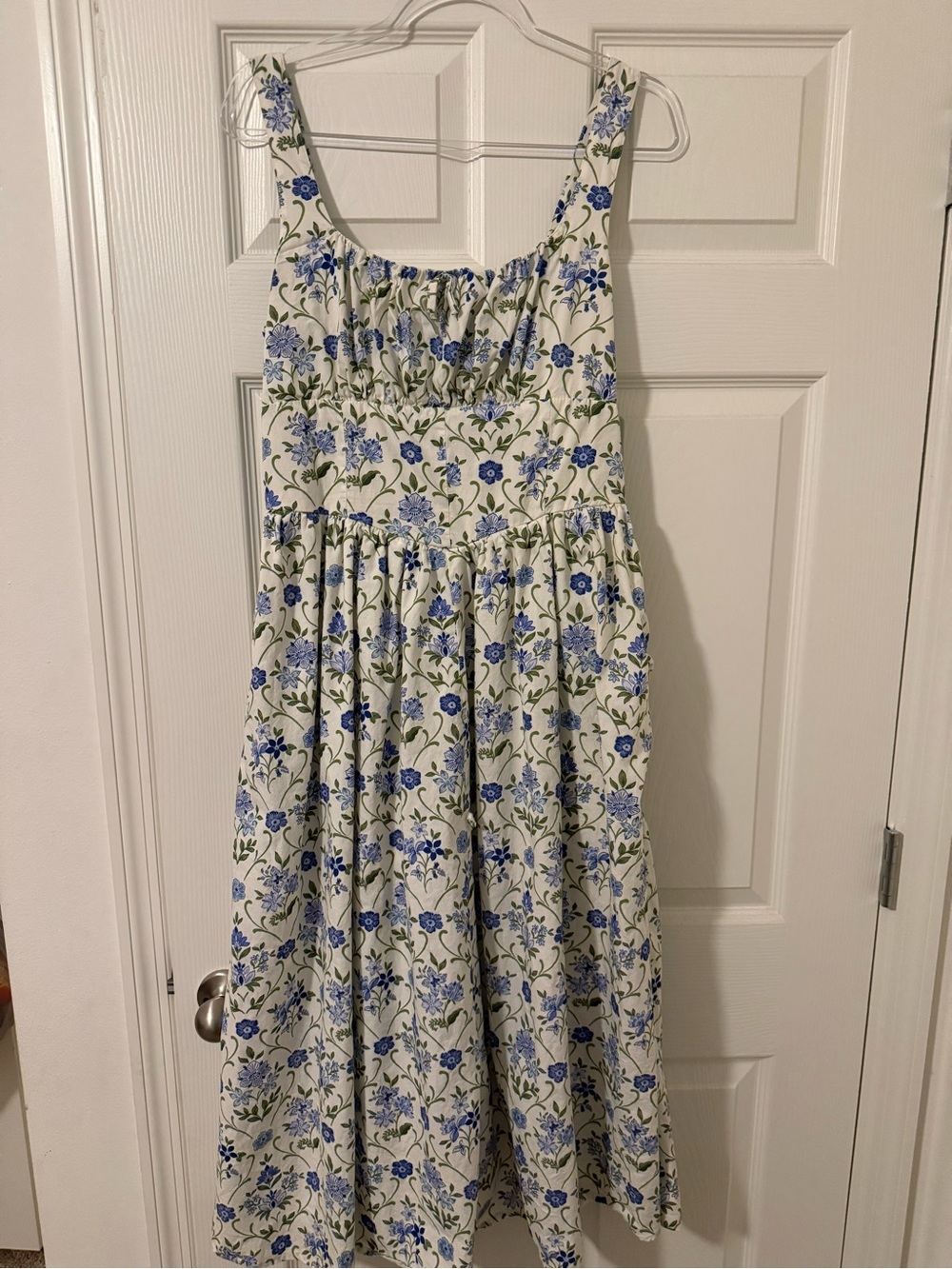 Jessica Simpson Cream Sundress with Blue Floral Print